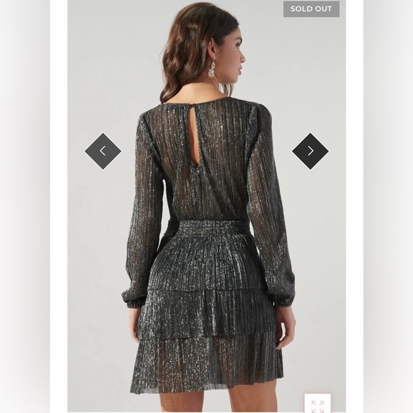 Sugarlips Black Shimmer Long Sleeve Dress - Picture 4 of 4